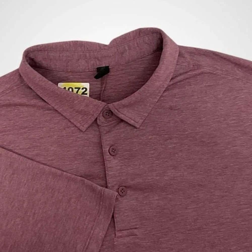 Lululemon Evolution Heathered Plum Short Sleeve Polo Shirt Men‎ Large Polyester